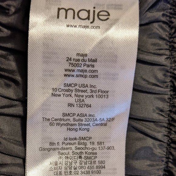 Maje Black Textured Zip Front Long Sleeve Elastic Waist Jacket size S USA/36 EU* - Picture 8 of 9